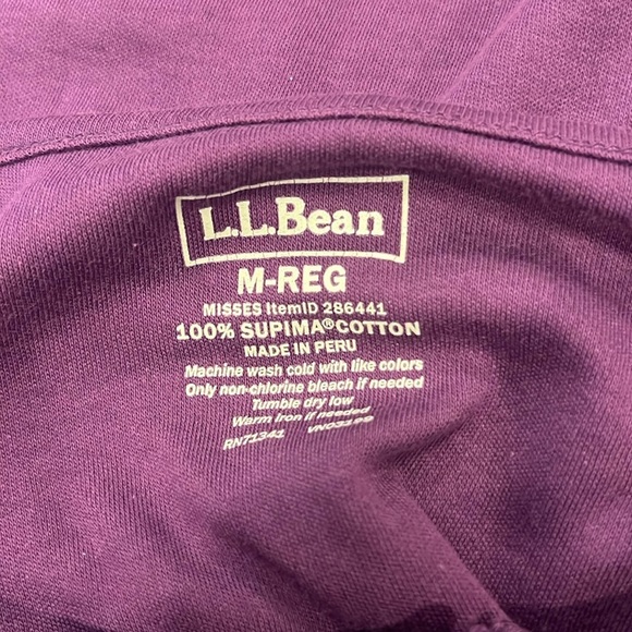 L.LBean women’s purple button down roll up sleeve top size medium. - Picture 2 of 8